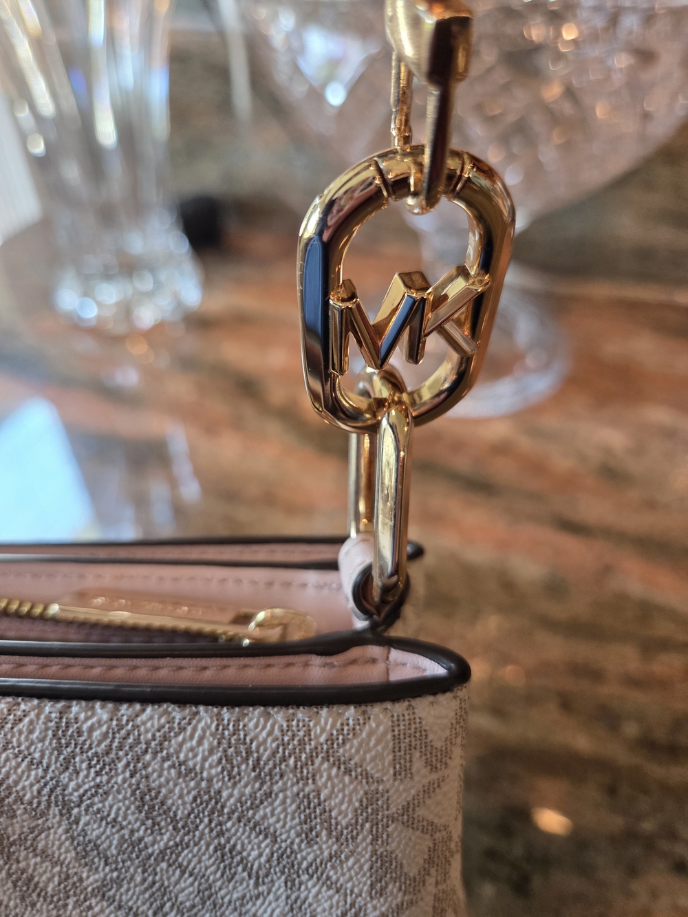 Michael Kors Signature Crossbody Bag in Cream And Beige - Picture 10 of 10
